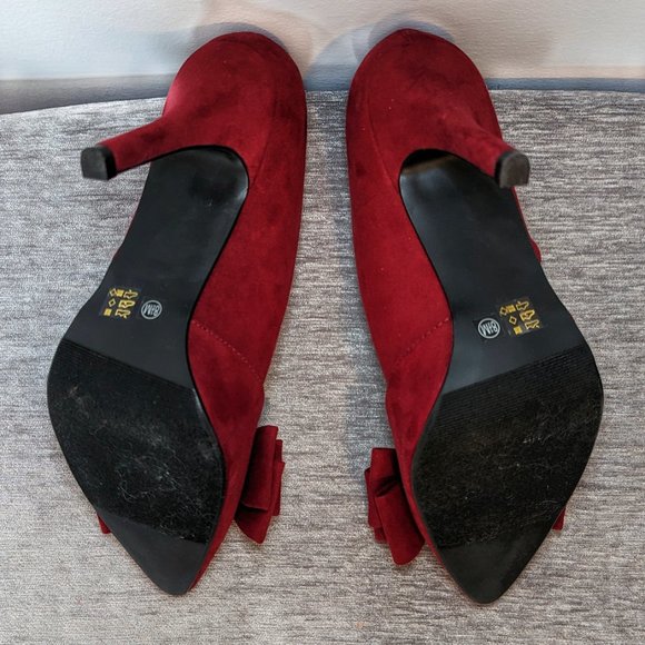 NWOT Chinese Laundry Microsuede, Pointed Toe Pumps (Red) - Picture 5 of 6